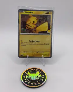 Pikachu (30thPokemon Day 2026) 051/162 Pokemon TCG Card ( Holo) NM + Coin - Image 1