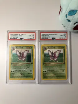 Pokemon 1st Edition Jungle Venomoth Holo & Non-Holo Set, Strong PSA 8 - Image 1