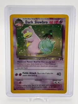 Pokemon Dark Slowbro Holo Foil Team Rocket Unlimited 12/82 HP With Swirl - Image 1