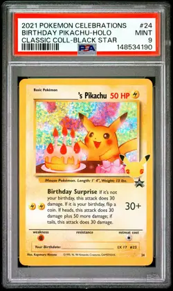 2021 POKEMON CELEBRATIONS CLASSIC COLLECTION #24 BIRTHDAY PIKACHU-HOLO PSA 9 - Image 1