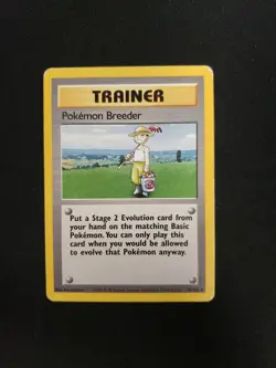 Pokemon Breeder 76/102 Rare Base Set Unlimited Pokemon HP - Image 1