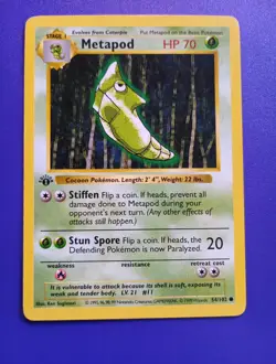 Shadowless 1st Edition TCG Metapod Base Set 54/102 Regular Common Pokemon - Image 1