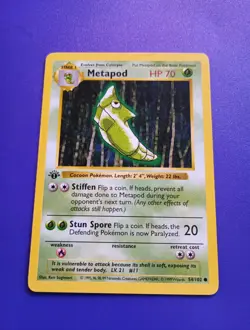 Shadowless 1st Edition TCG Metapod Base Set 54/102 Regular Common Pokemon - Image 2