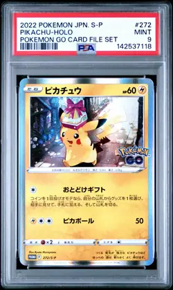 2022 POKEMON JAPANESE S PROMO POKEMON GO CARD FILE SET #272 PIKACHU-HOLO PSA 9 - Image 1