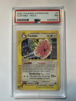 Pokemon 2002 Expedition Clefable Holo Card #7/165 PSA 7 - Image 1