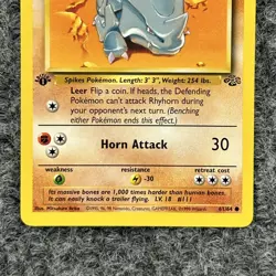 Vtg Pokemon Jungle Rhyhorn 61/64 1st Edition Common NM - Image 4