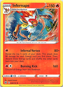 Infernape 026/172 Holo Foil Pokemon Brilliant Stars Light Play - Image 1