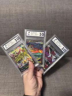Bundle 3 Pokemon Card Slabs Bundle RKT Graded 10 Mega Attack Rare - Image 1