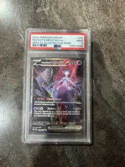 2025 POKEMON DESTINED RIVALS SPECIAL ILLUSTRATION TEAM ROCKET'S MEWTWO EX PSA 9 - Image 1
