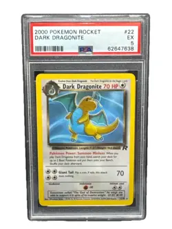 2000 Pokemon Rocket #22 Dark Dragonite PSA 5 - Image 1