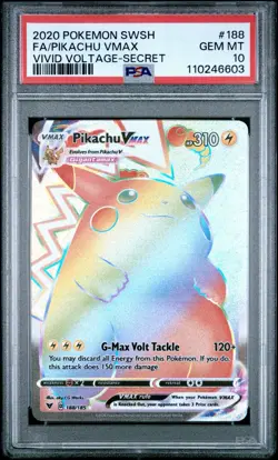 PSA 10 PIKACHU VMAX 188/185 | Vivid Voltage Rainbow Graded Pokemon Card - Image 1