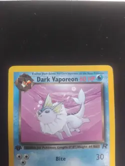 LP / NM Pokemon Dark Vaporeon 1st Edition Uncommon Team Rocket 45/82 VINTAGE - Image 2