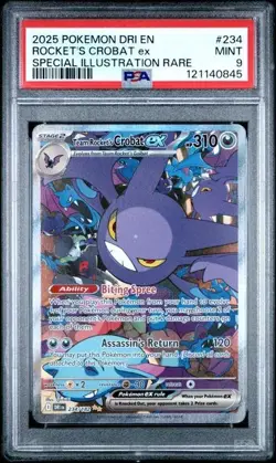 2025 Pokemon DESTINED RIVALS EN ROCKET'S CROBAT SPECIAL ILLUSTRATION #234 PSA 9 - Image 1