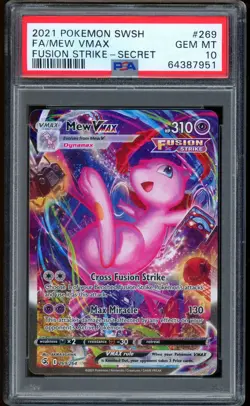 2021 Pokemon Mew VMAX Fusion Strike Secret Rare Full Art SWSH #269 PSA 10 - Image 1