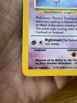 Pokemon TCG Haunter Fossil Holo Card 6/62 Unlimited Rare, LP Condition - Image 3