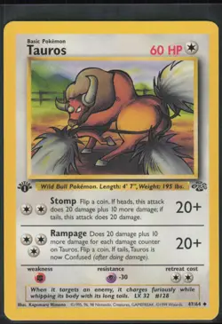 Tauros 47/64 Uncommon Jungle Pokemon 1st Edition Lightly Played - Image 1