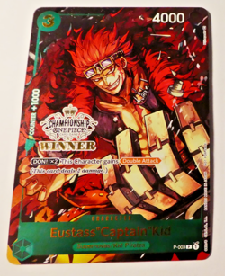 One Piece Card Game Carte Championship Winner Holo Captain Kid P-003 EN Mint - Image 1