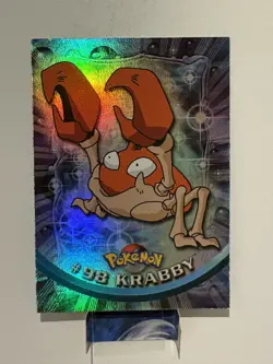 Krabby #98 Topps Pokemon Series 2 - RAINBOW FOIL HOLO Blue Logo Card - Image 1