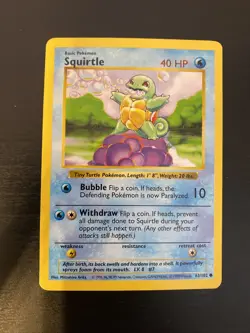 pokemon squirtle 63/102 Base Card Mint Near Mint Vintage - Image 1