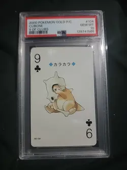 PSA 10 Pristine Cubone 9 of Clubs Playing Card Gold Deck 1999 Japanese Pokemon - Image 1