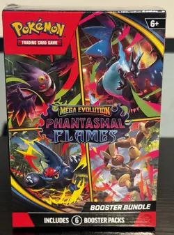 Pokemon TCG Mega Evolution Phantasmal Flames Booster Bundle Box Sealed 6 Packs - Image 1