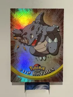 2000 Topps Pokemon TV Animation Series 2 Rainbow Foil Rhydon #112 LP - Image 1