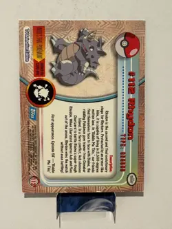 2000 Topps Pokemon TV Animation Series 2 Rainbow Foil Rhydon #112 LP - Image 2