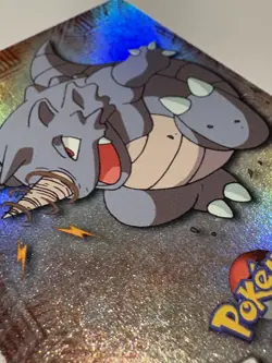 2000 Topps Pokemon TV Animation Series 2 Rainbow Foil Rhydon #112 LP - Image 4