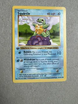 1999 Pokemon, Base Set Shadowless, #63/102 Squirtle, 1st Edition Bleed Error - Image 2