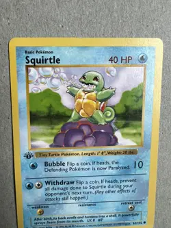 1999 Pokemon, Base Set Shadowless, #63/102 Squirtle, 1st Edition Bleed Error - Image 4