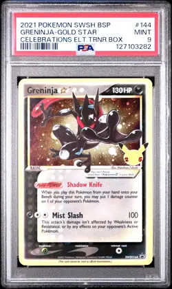 2021 POKEMON SWSH BLACK STAR PROMO #144 GRENINJA-GOLD STAR PSA 9 - Image 1