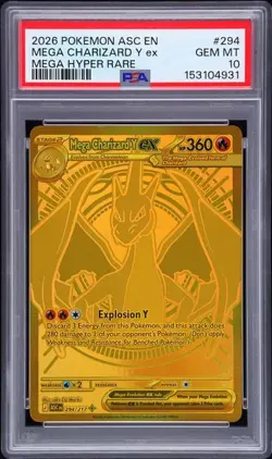 Pokemon Mega Charizard Y ex Ascended Heroes Mega Hyper Rare #294 PSA 10 - Image 1