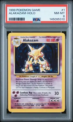 1999 POKEMON GAME #1 ALAKAZAM-HOLO PSA 8 - Image 1
