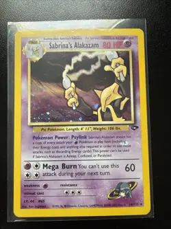 Pokemon TCG Sabrina's Alakazam Holo Rare Unlimited 15/132 (LP) Error Card Rare - Image 1