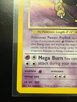 Pokemon TCG Sabrina's Alakazam Holo Rare Unlimited 15/132 (LP) Error Card Rare - Image 4