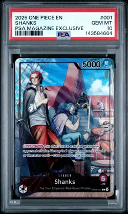 2025 ONE PIECE PROMOS PSA MAGAZINE EXCLUSIVE #001 SHANKS PSA 10 - Image 1