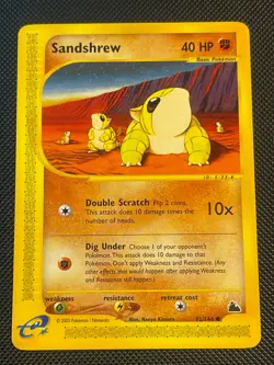 Pokemon 2003 TCG Card Sandshrew (Skyridge) 92/144 Non Holo Vintage Card NM - Image 1