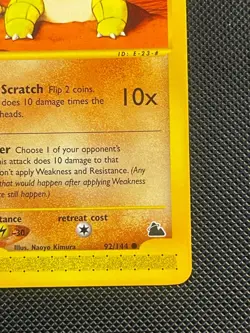 Pokemon 2003 TCG Card Sandshrew (Skyridge) 92/144 Non Holo Vintage Card NM - Image 4