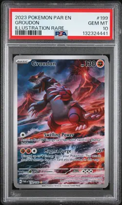 2023 Pokemon Par EN-Paradox Rift Groudon #199 Illustration Rare PSA 10 - Image 1