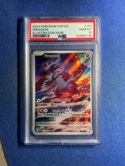2023 POKEMON PAR EN-PARADOX RIFT ILLUSTRATION RARE #199 GROUDON PSA 10 - Image 1