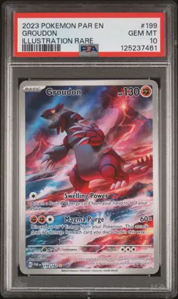 Pokemon TCG Groudon Illustration Rare Paradox Rift Holo Card 199/182 PSA 10 - Image 1