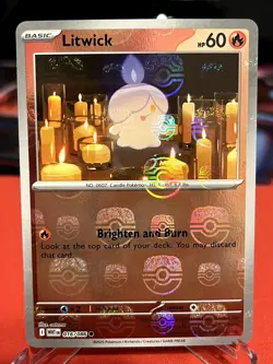 Litwick (Master Ball Pattern) 016/086 Holo Common White Flare Pokemon Near Mint - Image 1