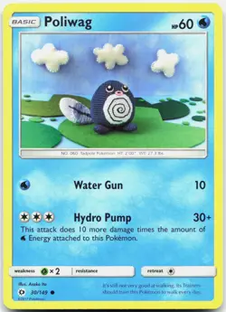 Poliwag Common SM Base Set 30/149 LP Pokemon - Image 1