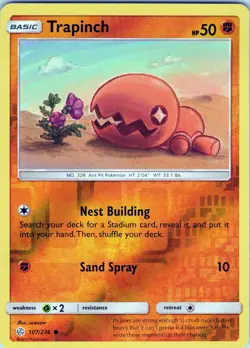Trapinch 107/236 Common - Pokemon TCG SM: Cosmic Eclipse - Reverse Holo (NM) - Image 1