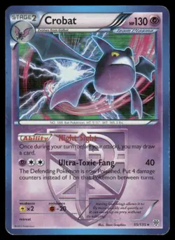 Pokemon Cards Crobat 55/135 Holo Plasma Storm Holo Rare MP - Image 1
