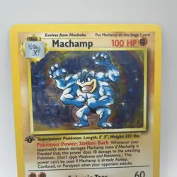 Pokemon TCG Base Set Machamp 1st Edition Holo Rare Card 8/102 LP 1999 WOTC - Image 2