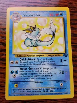 Vaporeon 28/64 Jungle Non Holo Rare LP Pokemon Card - Image 1