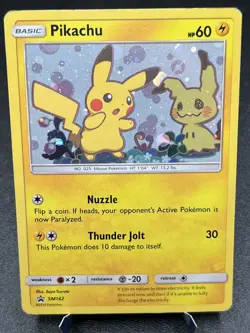 Pikachu SM162 MP Cosmos Holo Trippy Reflection Black Star Team Up Pokemon Promo! - Image 1