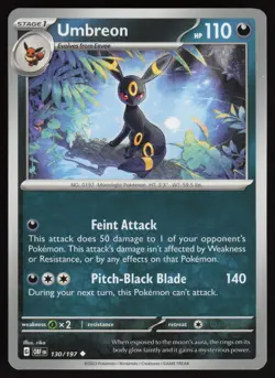 UMBREON 130/197 UNCOMMON OBSIDIAN FLAMES POKEMON NM/M - Image 1