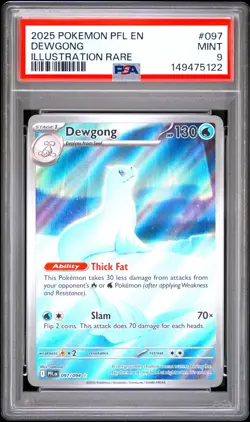 2025 POKEMON PFL EN-PHANTASMAL FLAMES ILLUSTRATION RARE #097 DEWGONG PSA 9 - Image 1